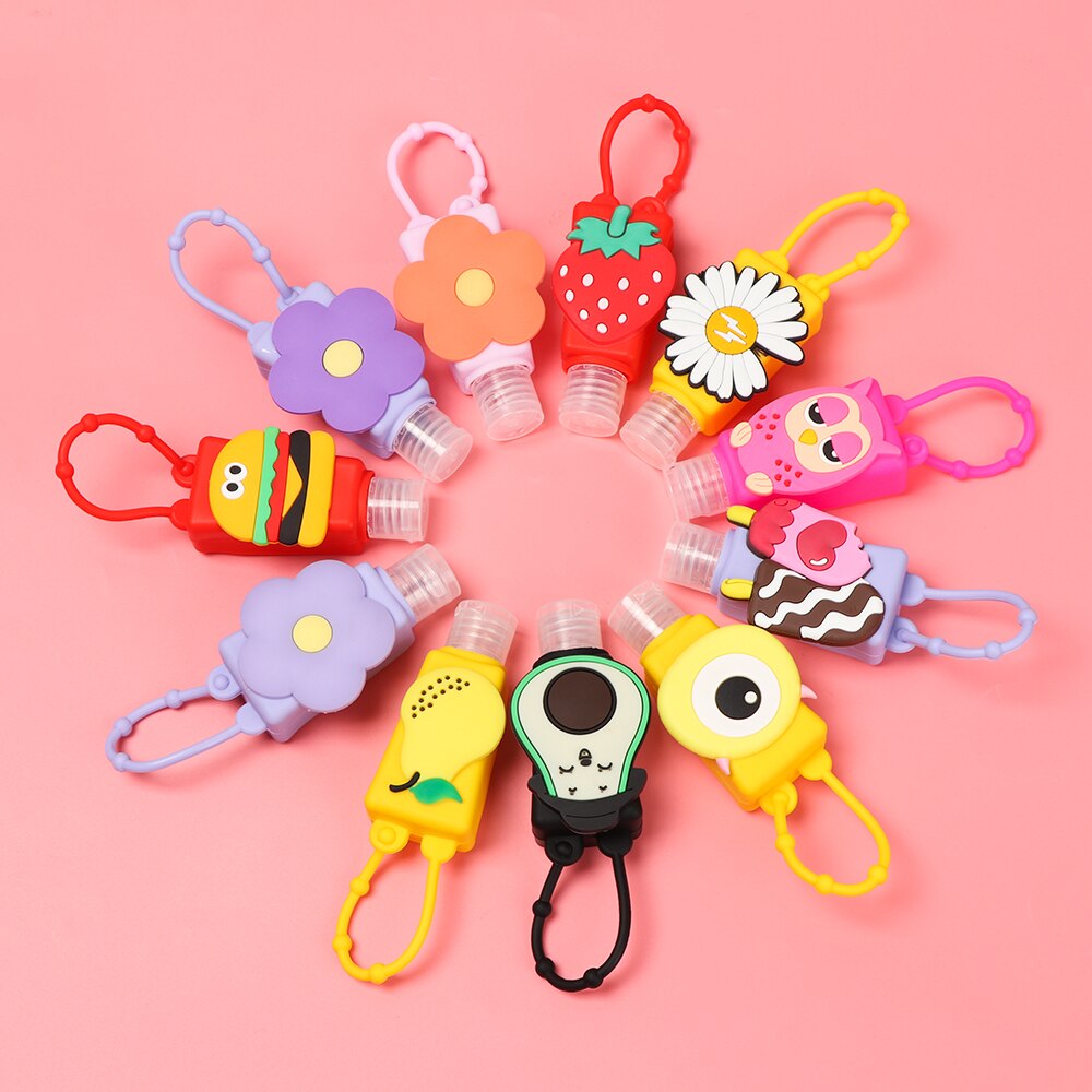 Bình đựng nước rửa tay bằng silicon có quai móc hình hoạt hình nhiều mẫu 30ml