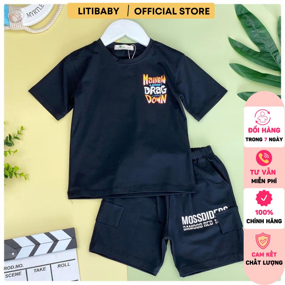 Đồ bộ bé trai LITIBABY in chữ, chất cotton 4 chiều mát. Mã BDWN01