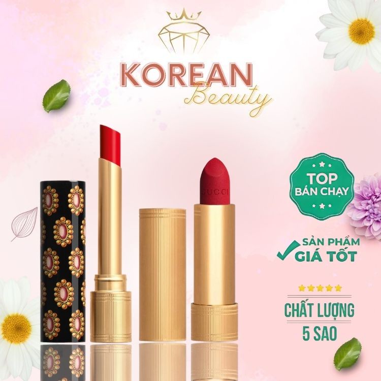 Son Gucci Rouge De Beaute Brillant Glow &amp; Care Lip Colour, Son Dưỡng có màu Gucci bản mới nhất 2021