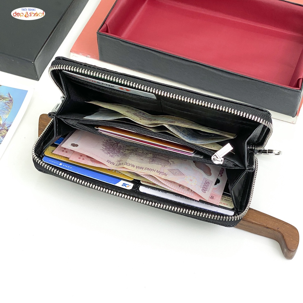 Ví Cầm Tay Da Bò Thật Dập Vân Cá Sấu Clutch Nam,nữ Cao CấpDepvashock BH 3 năm