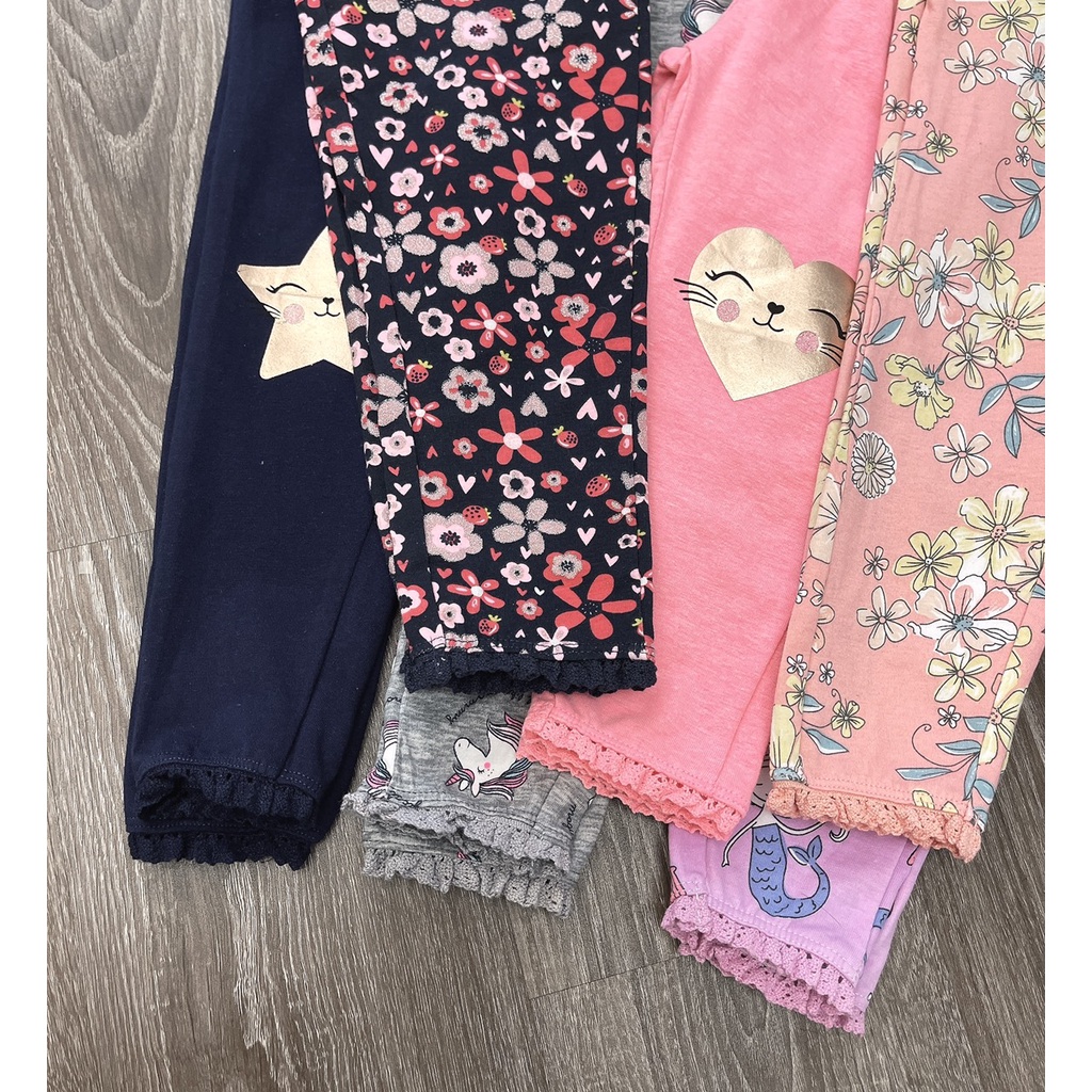 Quần Legging Cotton Dài Tirbo VNXK Thu Đông Cho Be Gái Từ 6 Đến 36 Tháng