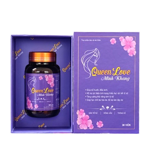 Queen Love Minh Khang, giúp bổ huyết, điều kinh, hỗ trợ làm đẹp da. hộp 30 viên.