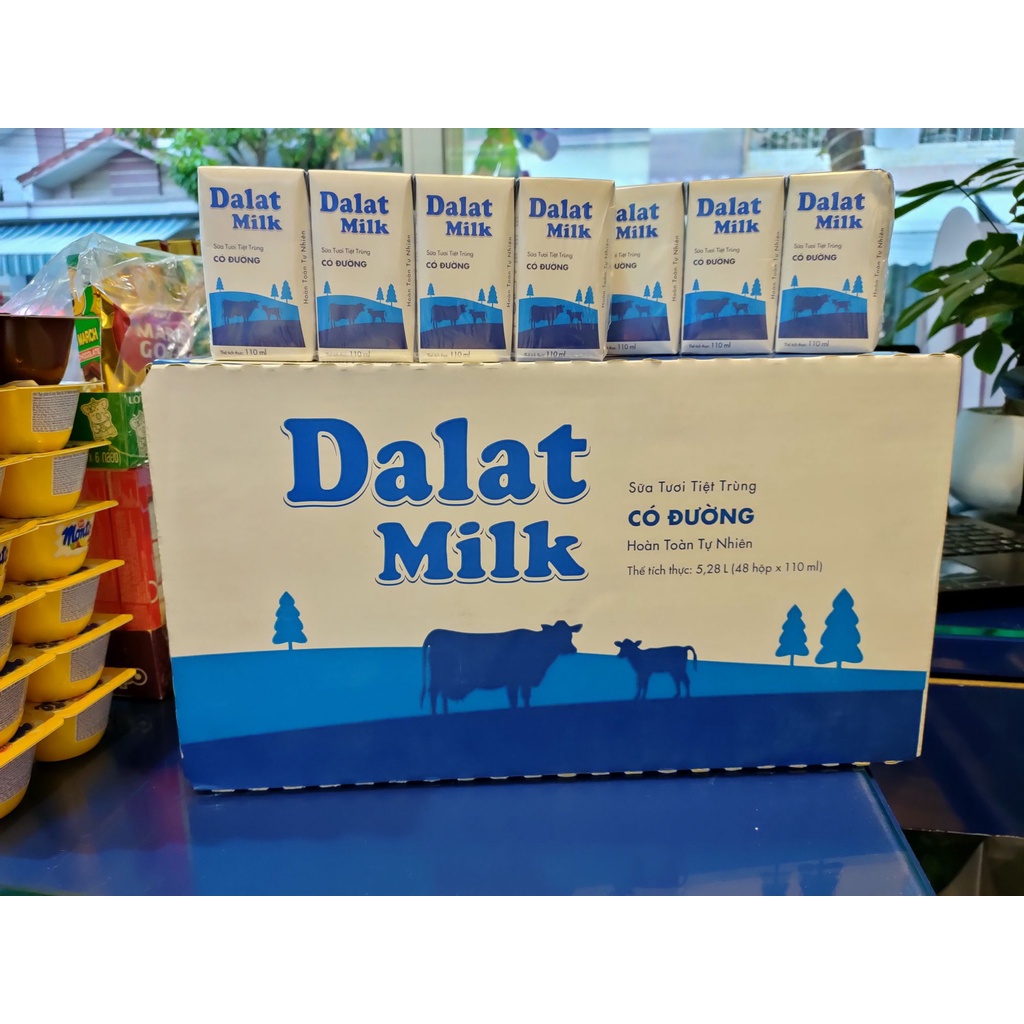 [Hoả Tốc TP Hà Nội] Thùng Sữa Đà Lạt Milk (DalatMilk) 110ml Đủ Vị: Đường, Ít Đường, Không Đường