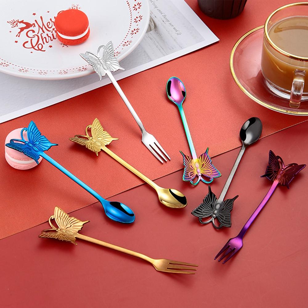 1 Muỗng Nĩa Ăn Tráng Miệng Bằng Thép Không Gỉ