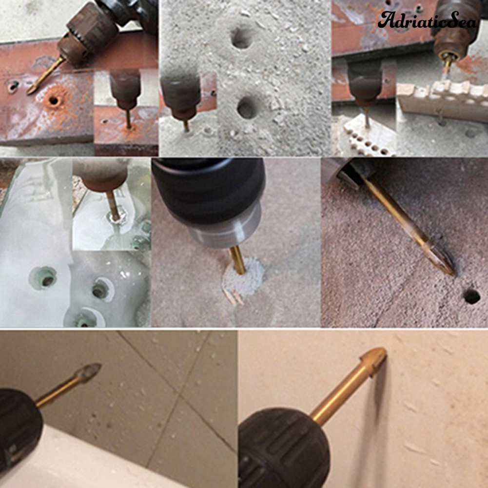 ADRIA ☺ 6 8 12mm Tungsten Cross Spear Head Drill Bit for Glass Ceramics