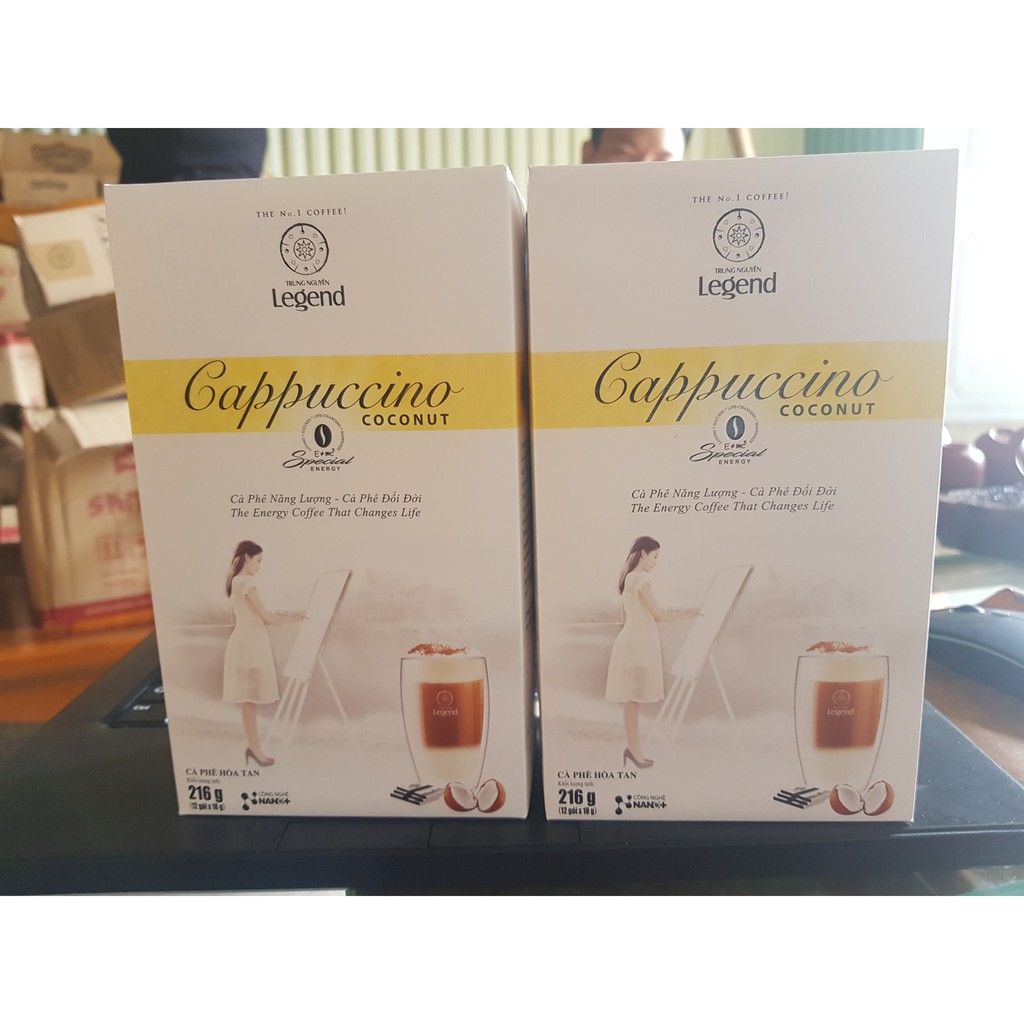 Cà phê hòa tan Trung Nguyên Legend Cappuccino vị Mocha - Hazelnut -  Coconut hộp 12 gói | BigBuy360 - bigbuy360.vn