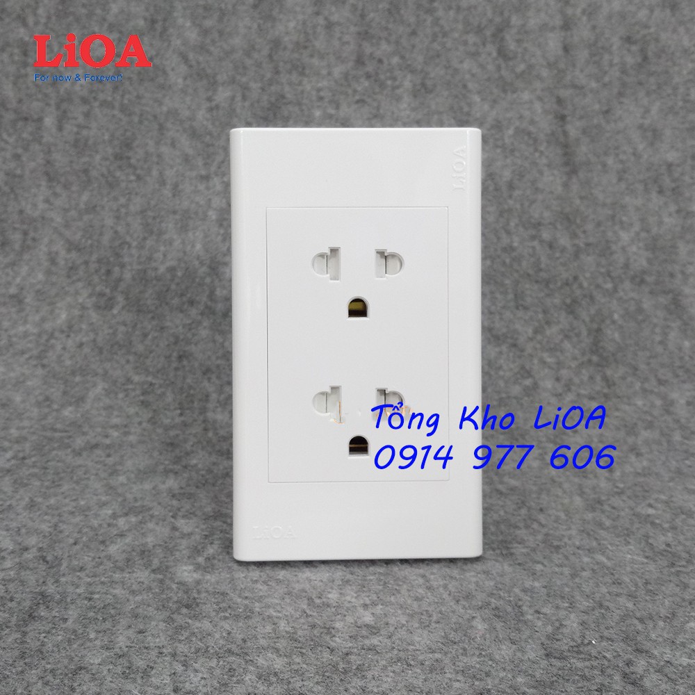 Combo ổ cắm điện đôi 3 chấu LiOA 16A 3520W - Lắp âm tường