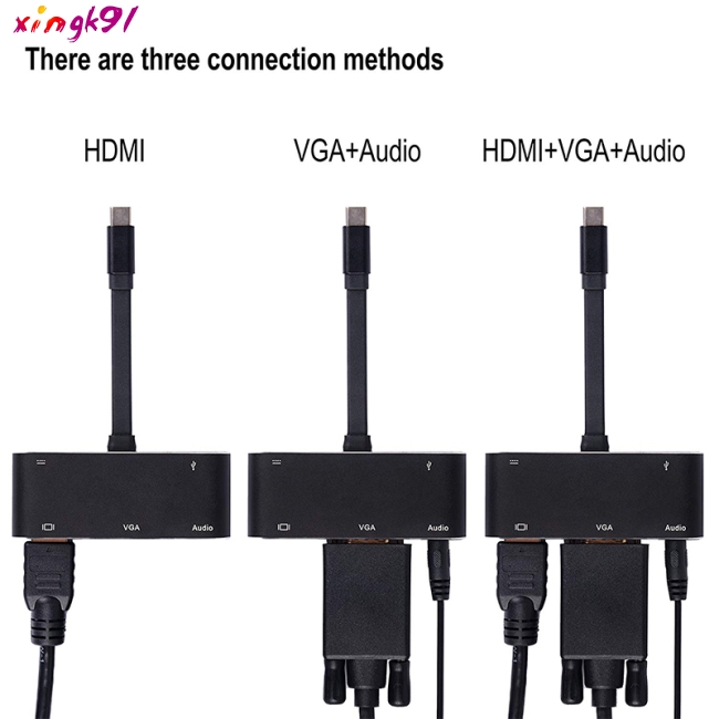 5 in 1 Type-C to HDMI/VGA/ Audio/USB 3.0 Port+USB C Female Port Converter Adapter Bộ điều hợp chuyển