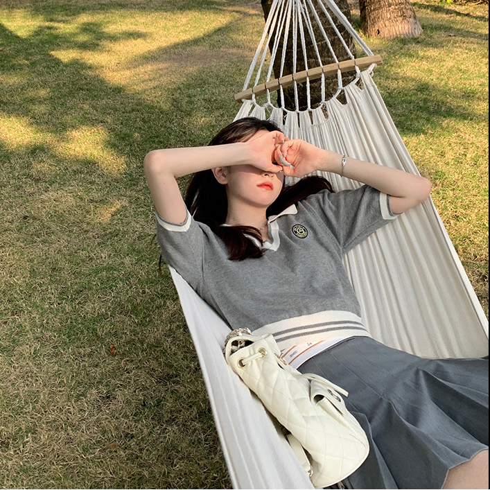 Áo Thun Polo Dệt Kim Ngắn Tay Trẻ Trung Thời Trang Mùa Hè Cho Nữ