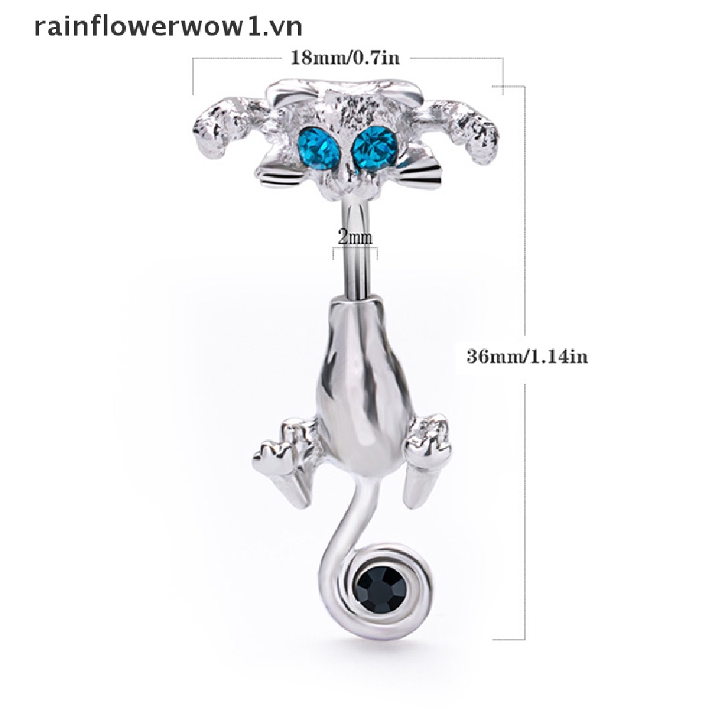 Khuyên Rốn Hình Mèo Đính Đá Phong Cách Vintage Mới