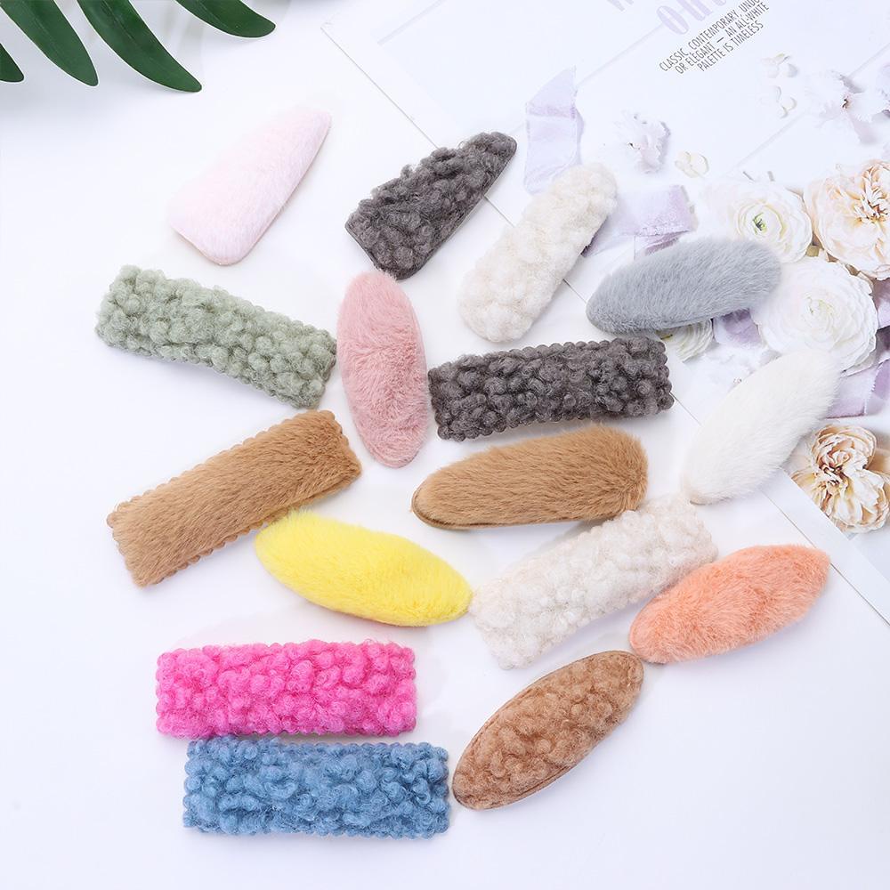 ORIENTLII Kẹp Tóc Lông Cừu Họa Tiết Hình Học Thời Trang Ngọt Ngào Cho Nữ