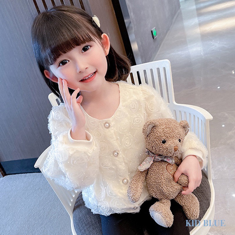 Áo Khoác Cardigan Dệt Kim Thời Trang Xuân Thu Cho Bé Gái