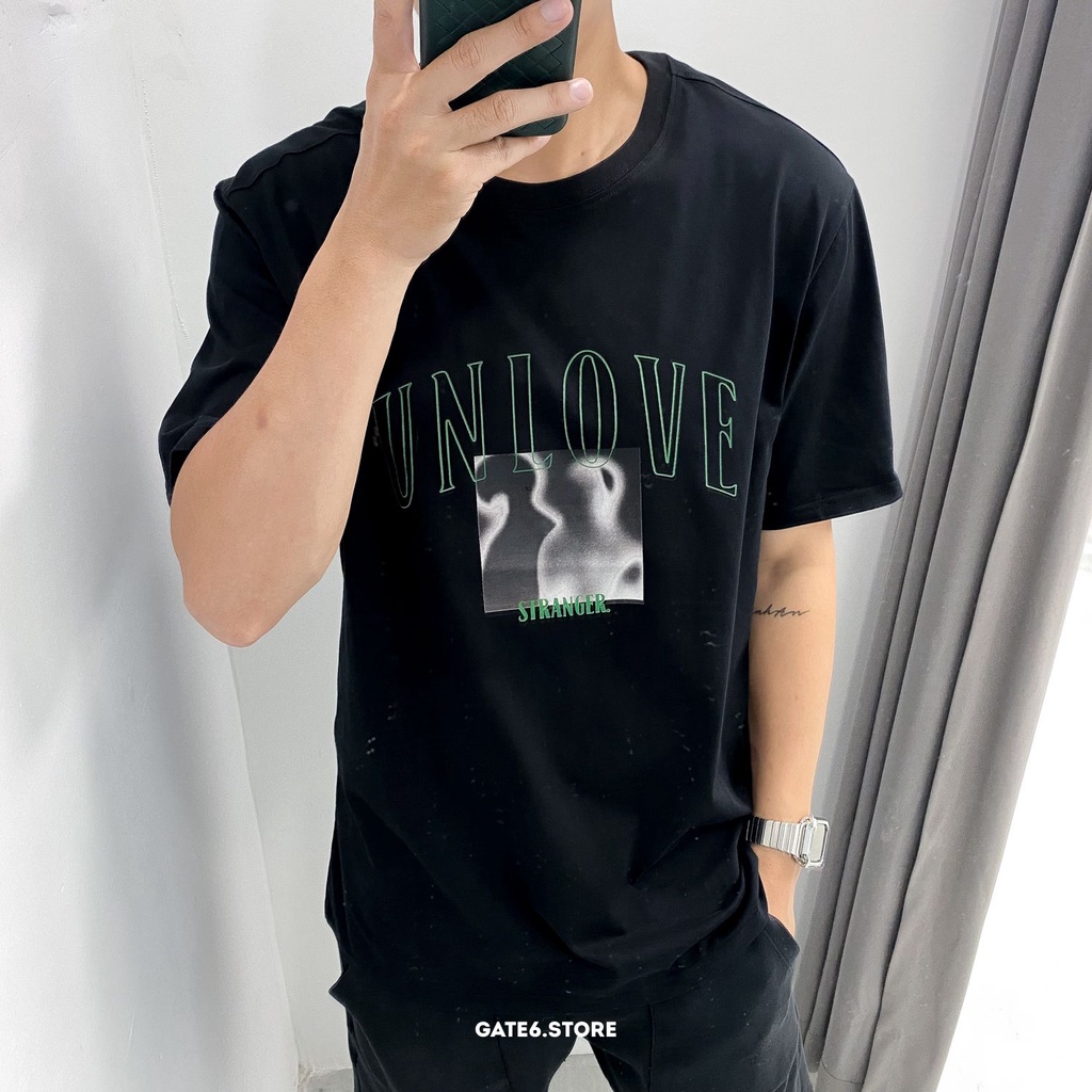 Áo Phông Nam cổ tròn GATE6 - Unlove Stranger, thun ngắn tay unisex in slogan tối giản kiểu Hàn - G0032