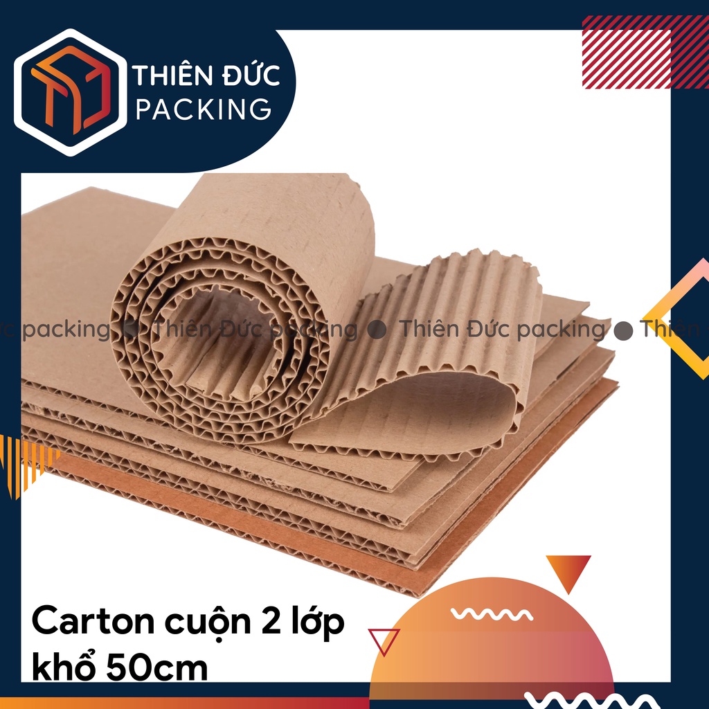 Bìa sóng carton cuộn 2 lớp khổ 1m dùng đóng gói các loại hàng hóa linh hoạt, chống sốc, làm đồ handmade, vách ngăn