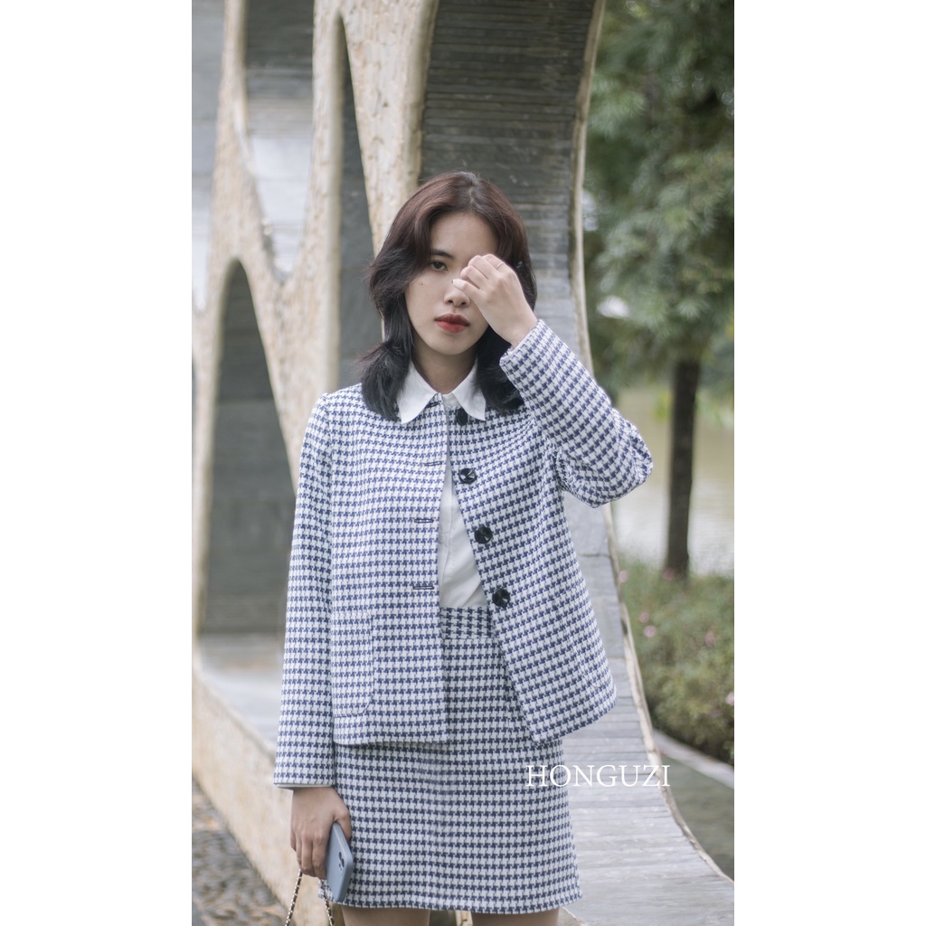 Set áo khoác  kẻ xanh 2 lớp - Cinderella Set