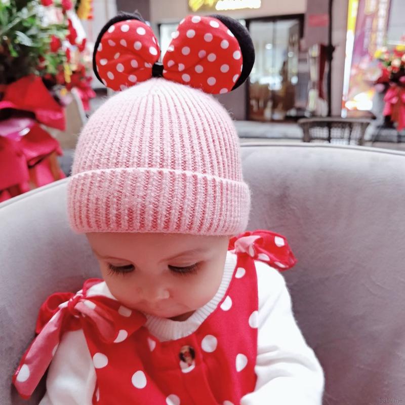 Nón Len Gắn Tai Chuột Mickey Xinh Xắn Dành Cho Bé
