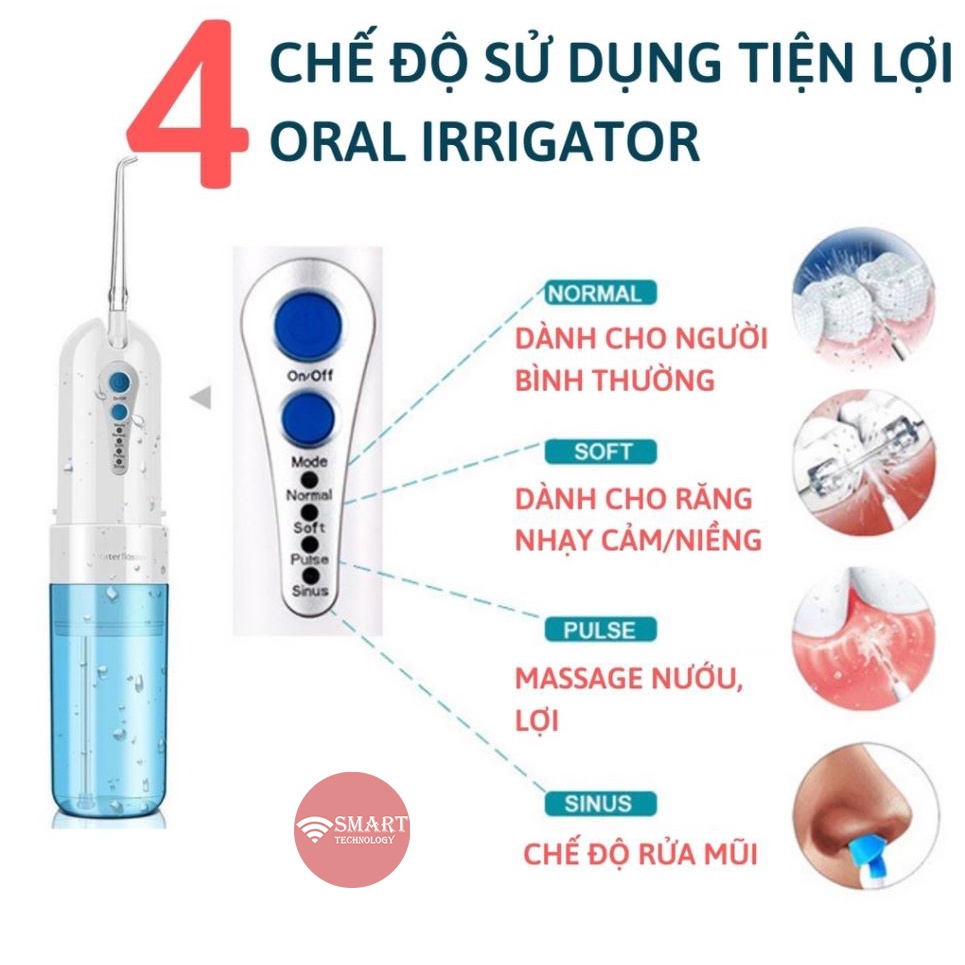 Máy tăm nước Oral Irrigator (waterflosser) Phiên bản mới 4 chế độ ( có bảo hành)