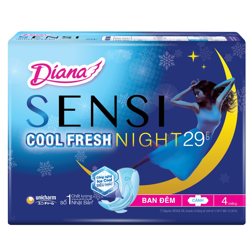 Băng Vệ Sinh Diana Sensi Cool Fresh Night 29cm (4 miếng)