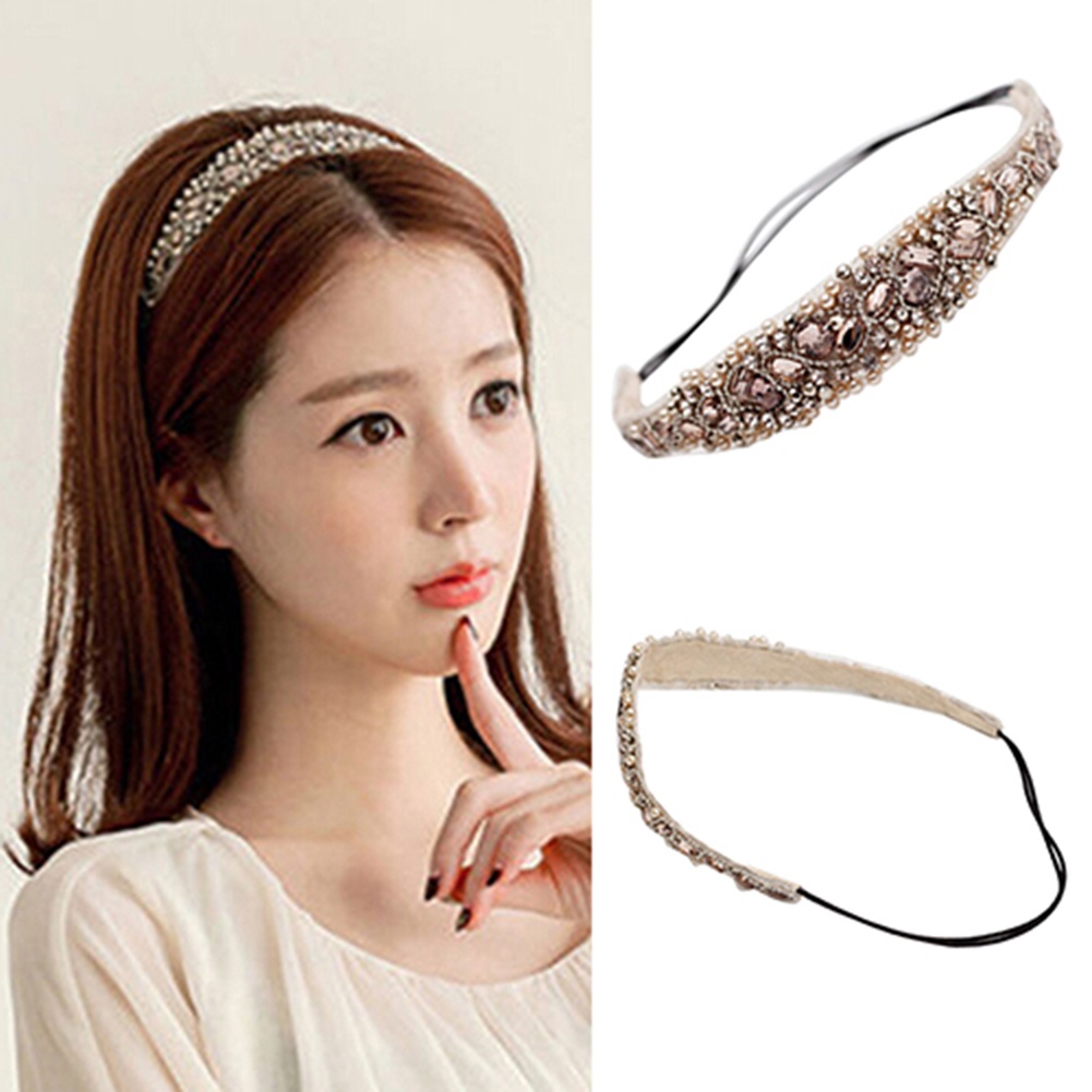 Băng đô ren đính đá và ngọc trai giả xinh xắn dành cho nữ