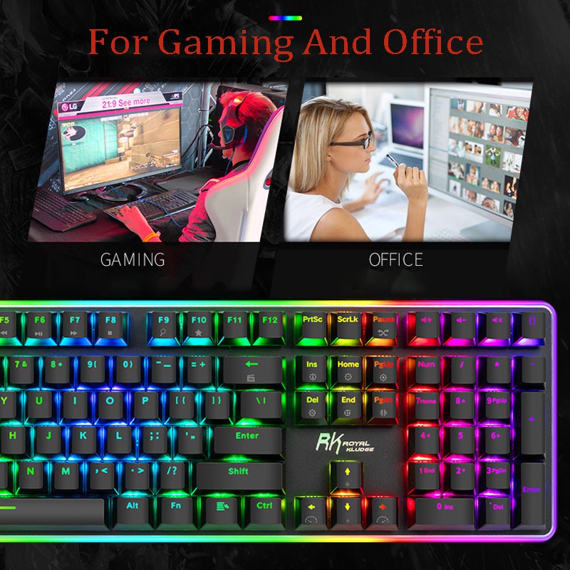 Bàn Phím Cơ Có Dây RK918 Full RGB Có Đèn Nền / Cổngron / Cherry / Outemu