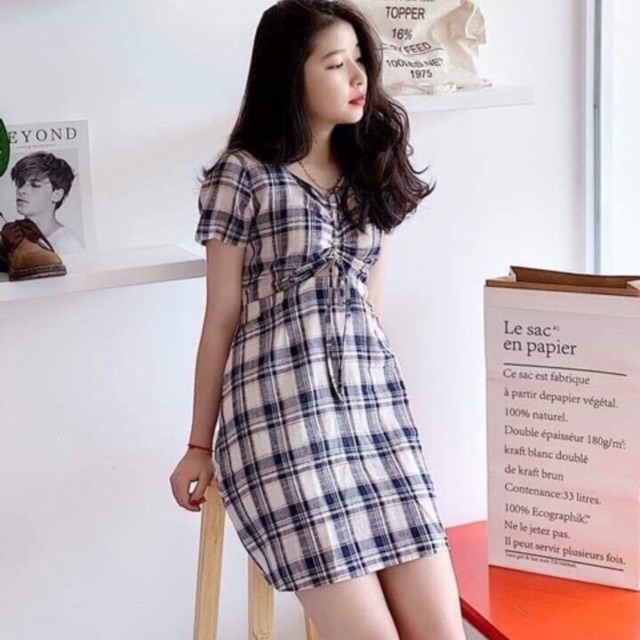 Đầm caro xinh