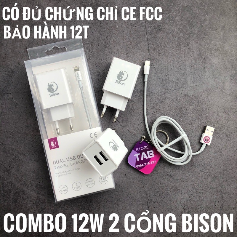 Combo Củ 12w + Cáp BISON (Mcdodo) 2 Cổng - Bảo Hành 12 Tháng