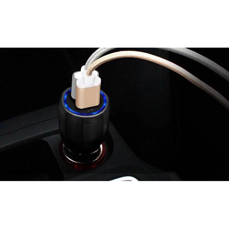 Cốc Sạc Nhanh Ô Tô,Tẩu Sạc Xe Hơi Qualcom 12V, Sạc Xe Ô Tô Siêu Nhanh An Toàn 2 Cổng USB 3.0 Đèn Led Cắm Tẩu