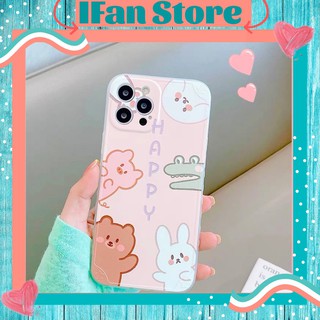 Ốp Lưng iPhone Cạnh Vuông Thú Cưng Happy Cute Chất Dẻo Chống Sốc iP 7/8/7plus/8plus/x/XS/xsmax/XR/11/11promax/12/12proma