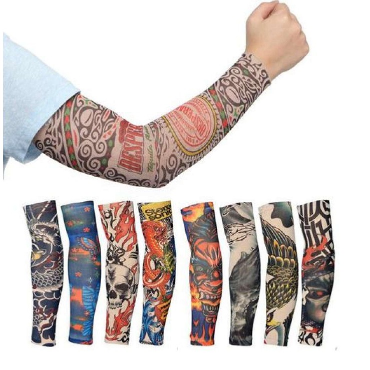 Bộ 02 ĐÔI găng tay hình xăm tattoo hoạ tiết ngẫu nhiên