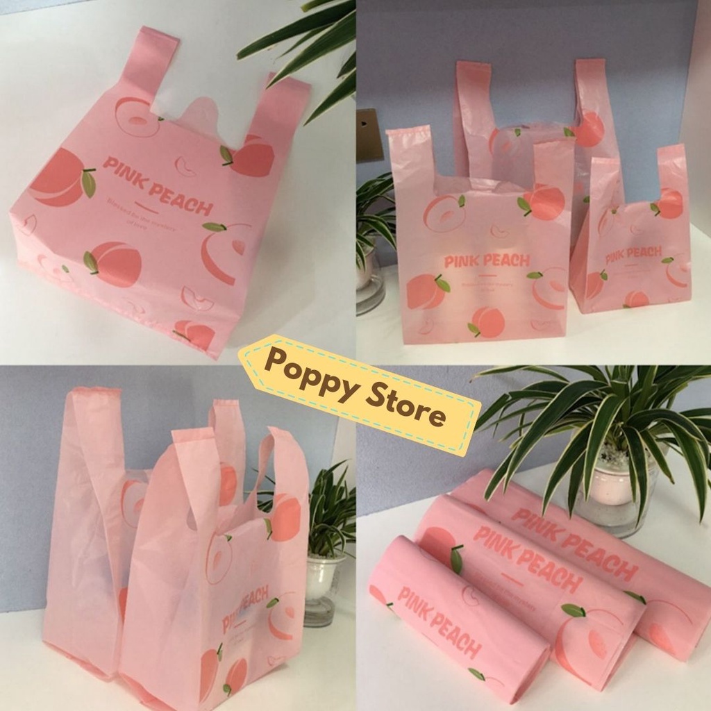 TÚI NILONG, ĐỰNG BÁNH - XỐP MÀU HỒNG ĐÀO PASTEL XINH XINH (10 túi)  - POPPY STORE