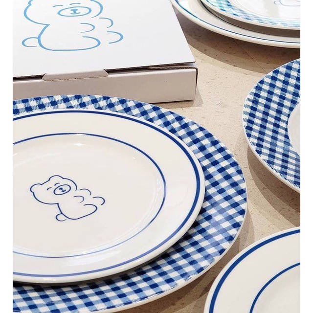 Đĩa Ăn Tráng Miệng Bằng Vải Họa Tiết Gấu Dễ Thương Phong Cách Hàn Quốc