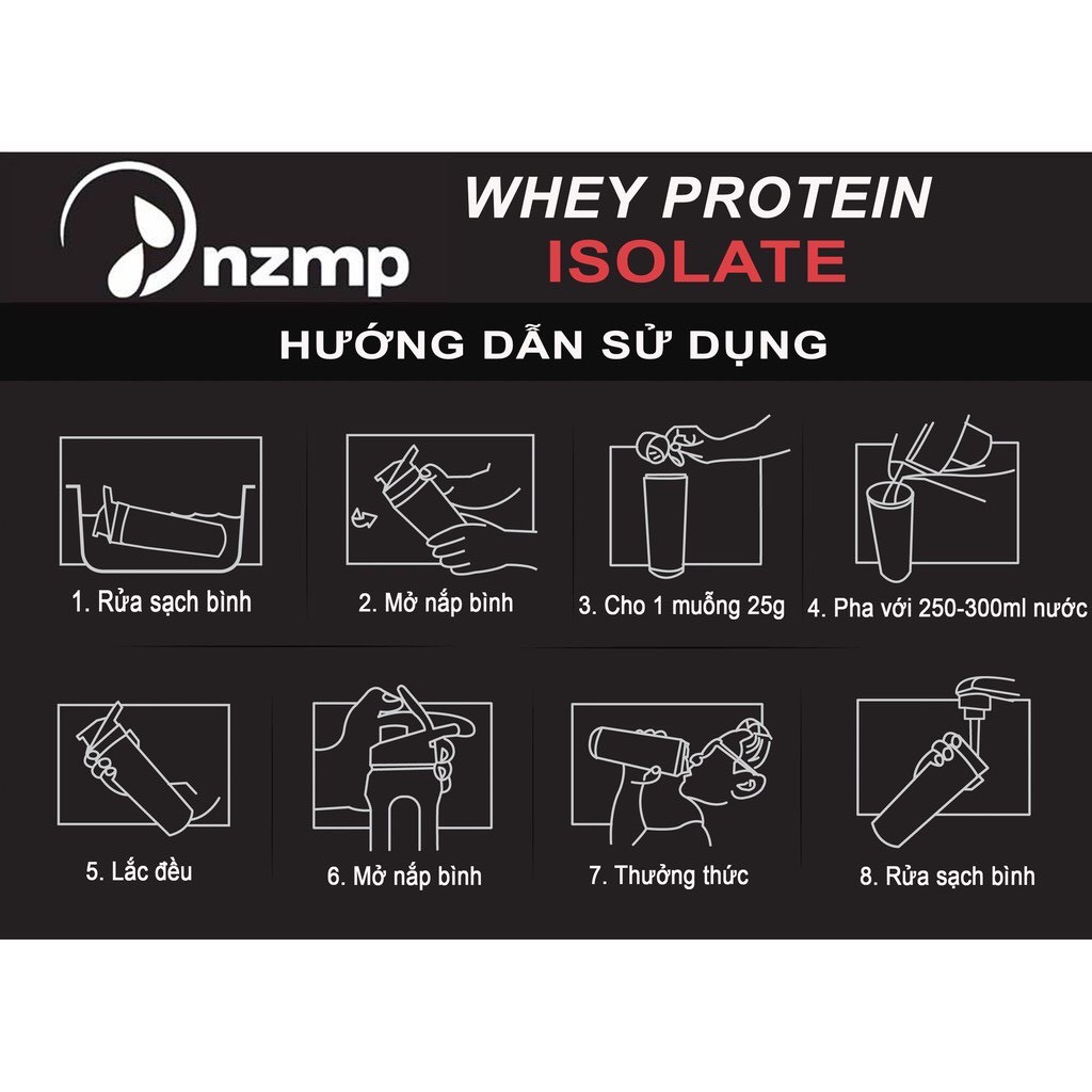 (Tặng bình lắc) COMBO 2 túi Whey Isolate Protein NZMP (40 serving) - Tăng Cơ Giảm Mỡ