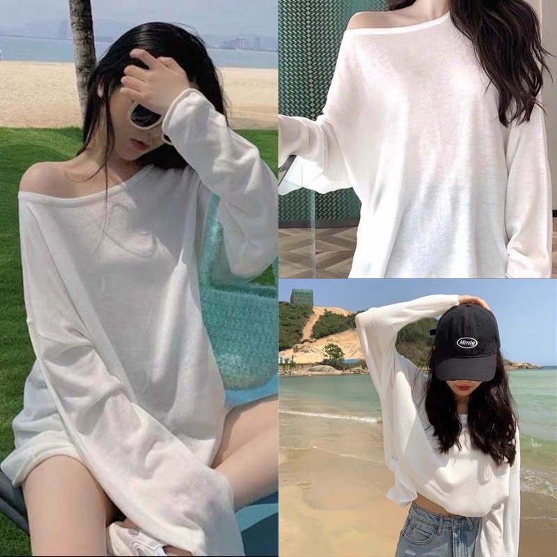 [Ảnh thật/Video] Áo thun lệch vai dài tay - áo nữ lệch vai siêu xinh
