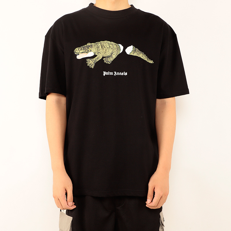 Spot Palm Angels Palm Angel Pa Brandamas Crocodile Leather Printed Men's Couple T-shirt
