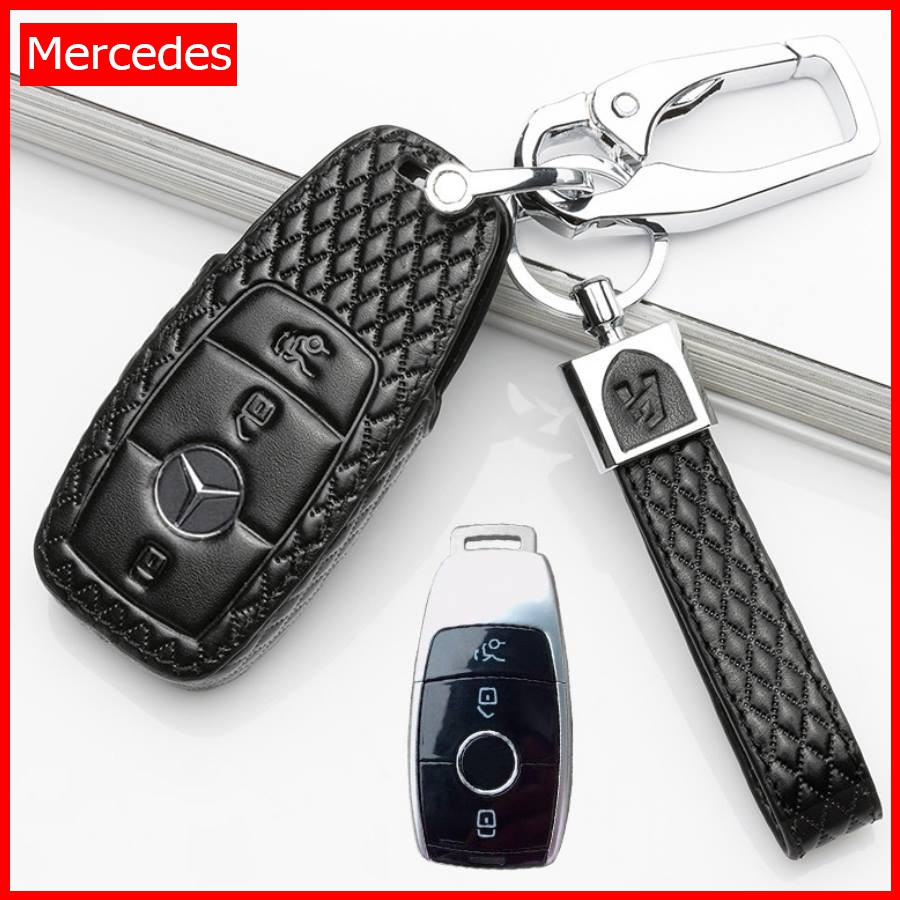 Bao da chìa khóa ô tô Mercedes e300, CLC, GLA màu đen hàng cao cấp loại đẹp M3