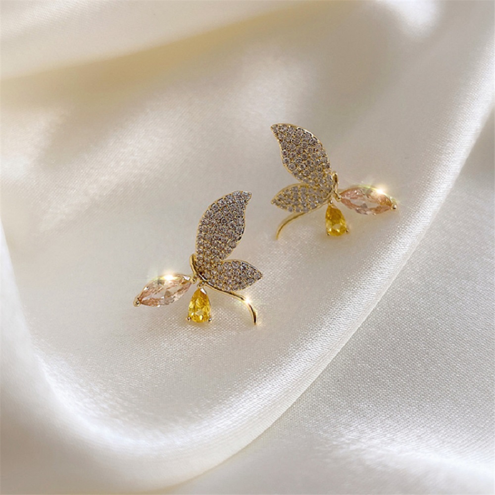 Đôi Khuyên Tai Dáng Dài Trang Trí Nơ Đính Đá Xinh Xắn Cho Nữ