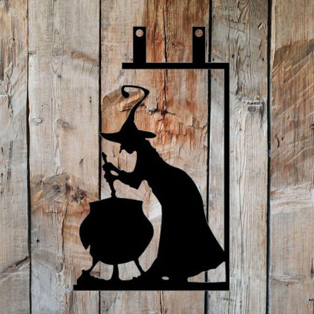 YIYU Biển Hiệu Phù Thủy Bằng Sắt Treo Tường Trang Trí Halloween