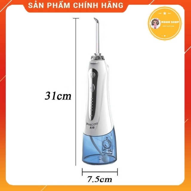 Máy Tăm Nước Du Lịch Procare A10, Thiết Kế Nhỏ Gọn Tiêu Chuẩn Châu Âu Đi Kèm 6 Đầu Phun Đa Dạng