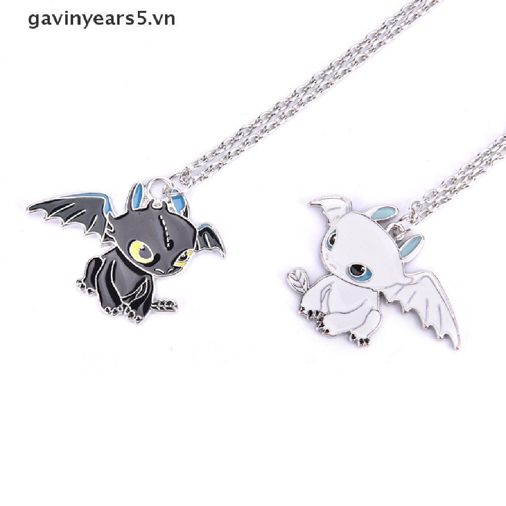 [gavin] Mặt Vòng cổ Đôi Hình Rồng Bay Màu Trắng Đen Dễ Thương