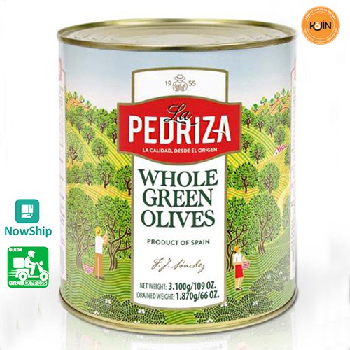 Quả Ôliu Xanh Nguyên Trái Cap Cấp Nhãn Hiệu La Pedriza Nhập Khẩu Tây Ban Nha Hộp Thiếc 3kg