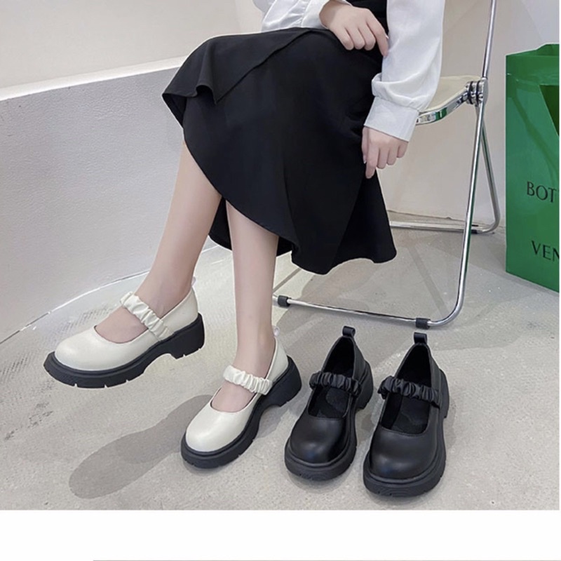 Giày búp bê lolita quai nhún bèo Luhana thời trang sẵn hàng.Ms: LOLITA QUAI NHÚN