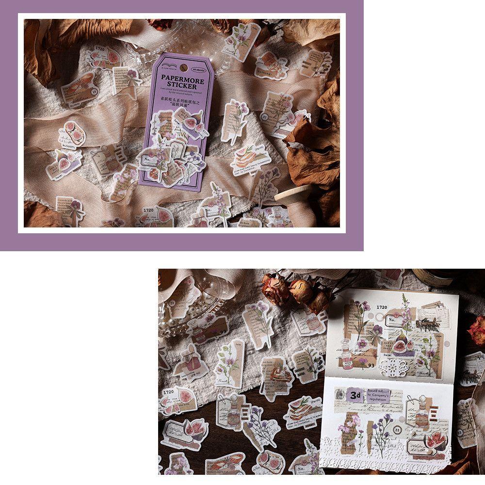 Set 40 Miếng Dán Trang Trí Sổ Tay Phong Cách Retro