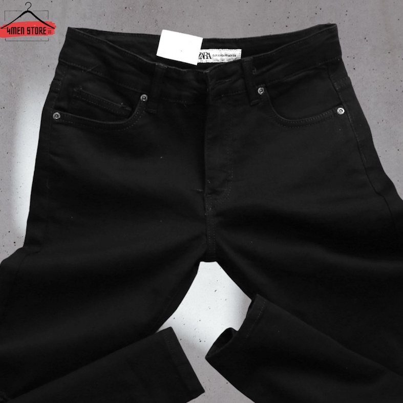 Quần Jean Nam Đen Trơn ZR VNXK Skinny & Slim Fit Ống Côn Co Dãn Tôn Dáng | BigBuy360 - bigbuy360.vn