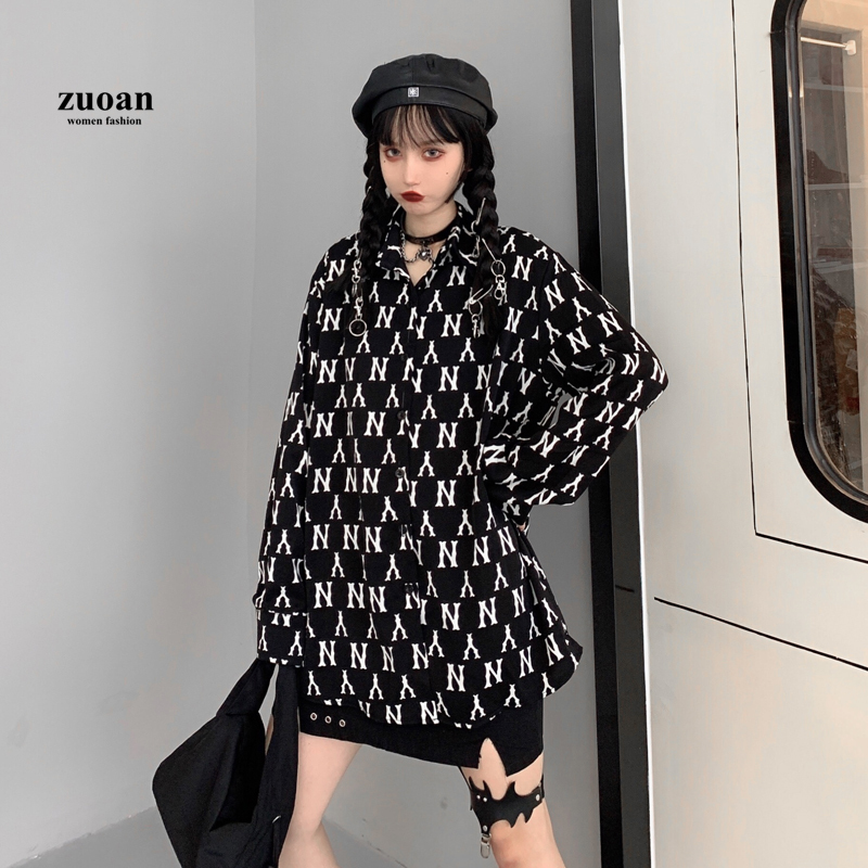 Áo kiểu nữ SUXI dài tay cổ tròn thời trang Hàn