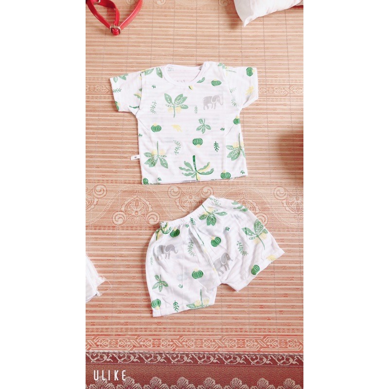 BÁN CHAY-Bộ đồ cotton sợi tre màu cho bé sơ sinh(4-16kg)
