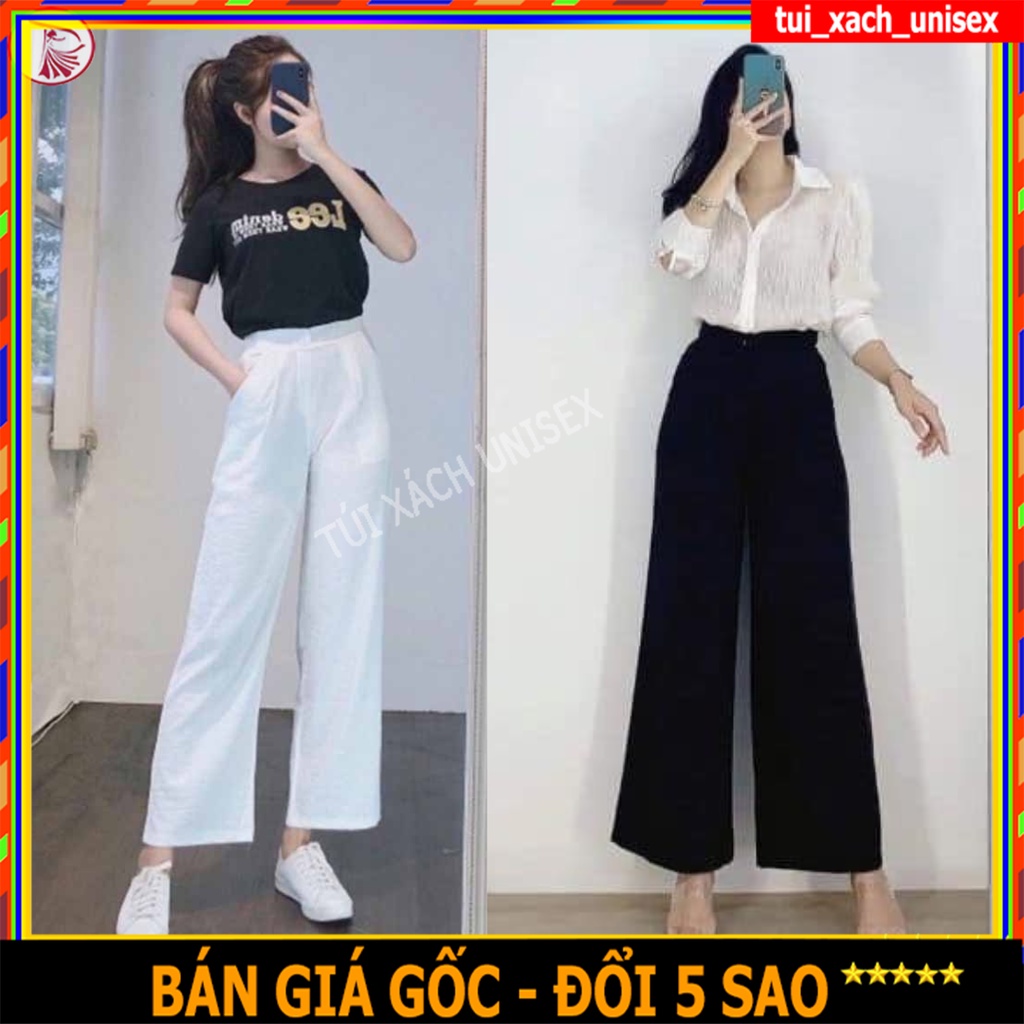 Chất dày đẹp- Form chuẩn  Quần baggy nữ cạp cao 2 cúc chiết ly xinh xắn giúp eo thon hit hot bao chất, QUẦN TÂY