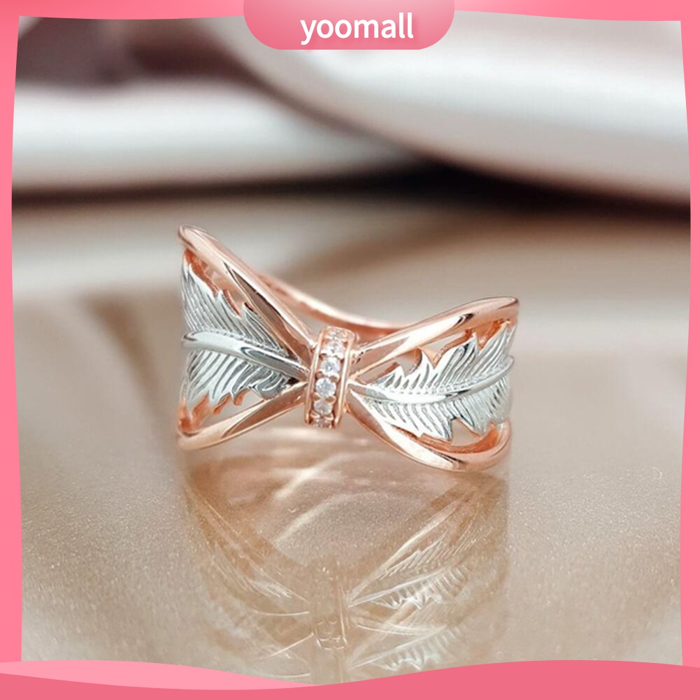 Yomall♡ Nhẫn HợP Kim ĐíNh Đá HìNh Lông Vũ NhiềU MàU ThờI Trang