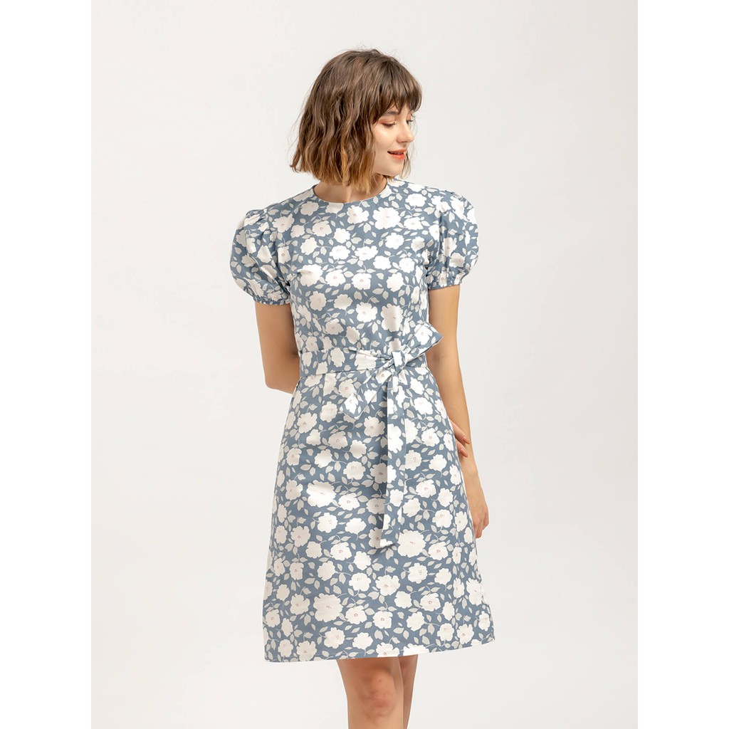 Đầm Hoa Xanh Linen Thắt Dây - YV LE & CO | BigBuy360 - bigbuy360.vn