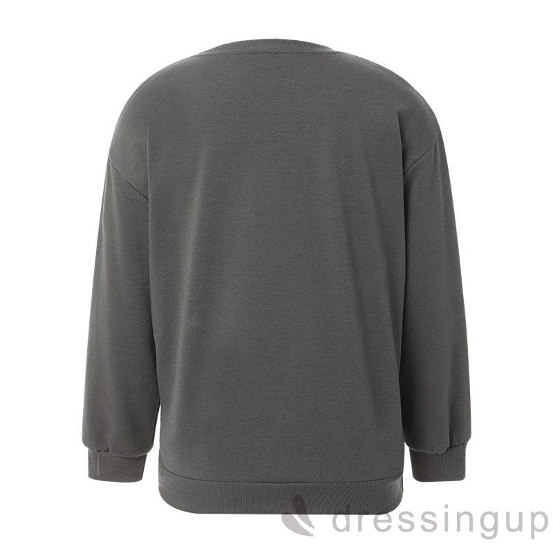 Áo nỉ tay dài cổ tròn dáng rộng in họa tiết hoạt hình thời trang cho nữ