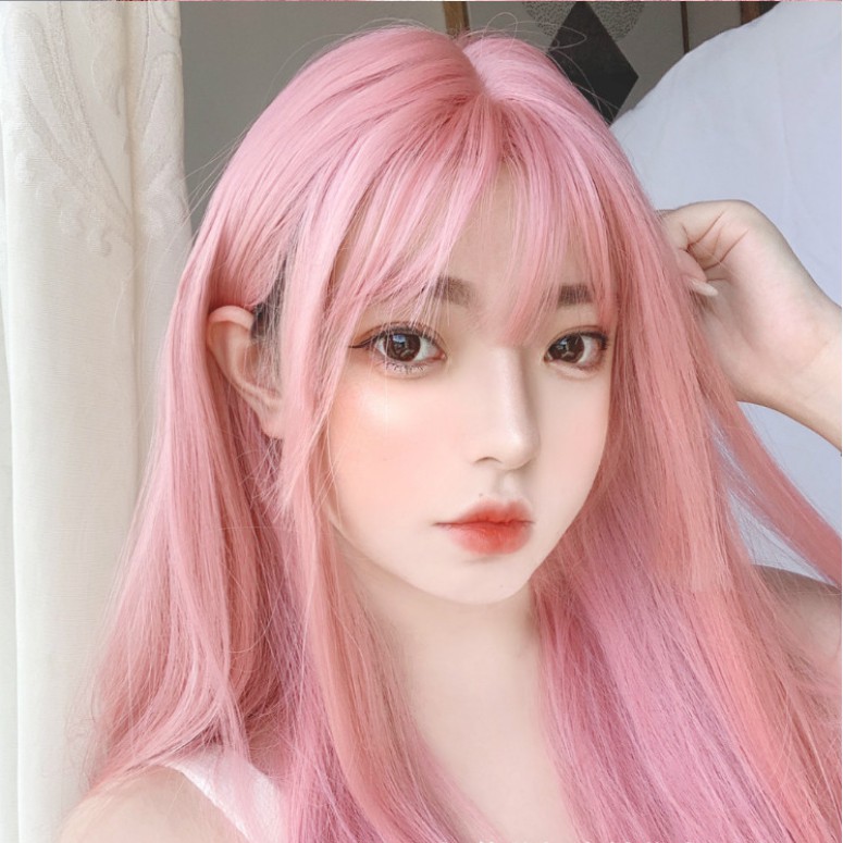 Bộ Tóc Giả Suông Dài Màu Hồng Tự Nhiên Chất Lượng Cao Cho Nữ
